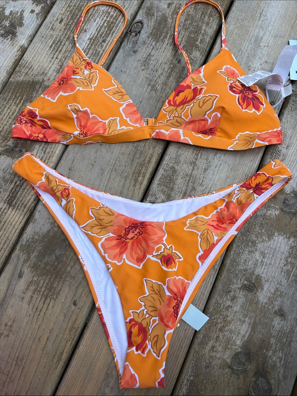 NWT Rhythm Orange Floral bikini size XL